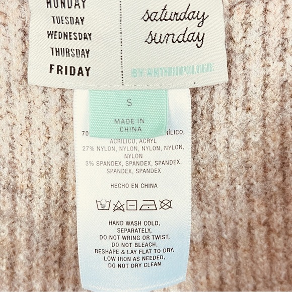 ANTHROPOLOGIE by Saturday/Sunday Dina Lounge Ribbed Knit Cozy Pants Beige Size S - Picture 11 of 12